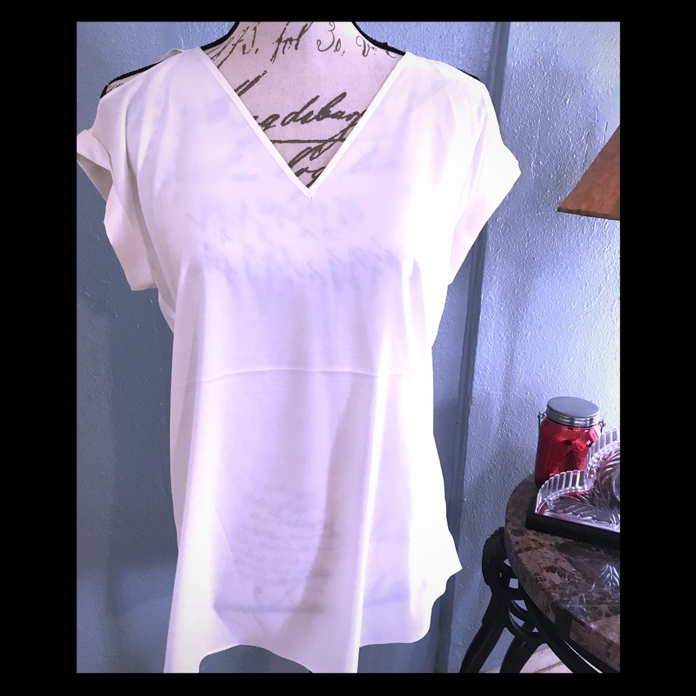 Express cold shoulder white top